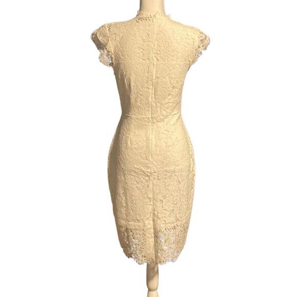 Merokeety Cap Sleeve Lace Floral Cocktail Knee Length Sheath Dress White Small - Picture 3 of 7